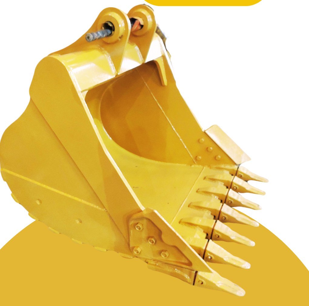 Caçamba amarela para escavadeira CAT 320 com dentes