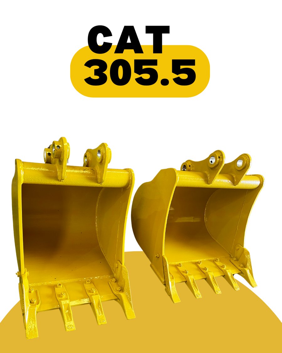 Caçambas amarelas com dentes para mini escavadeira CAT 305.5