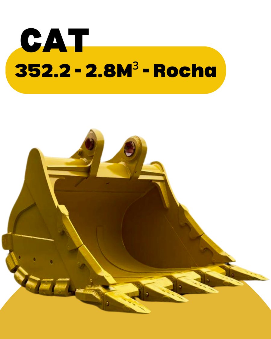Caçamba de rocha de 2,8 m³ com dentes para escavadeira CAT 352