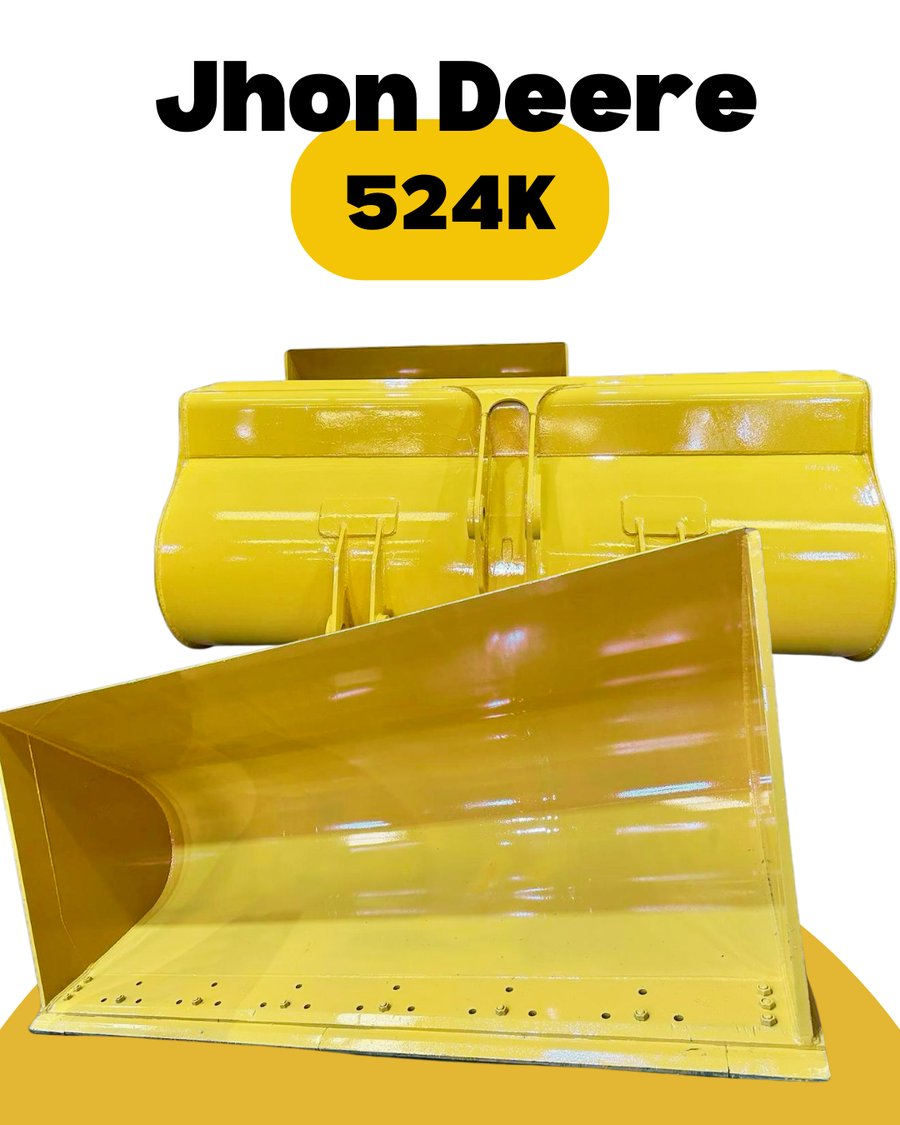 Caçamba amarela sem dentes para carregadeira John Deere 524K