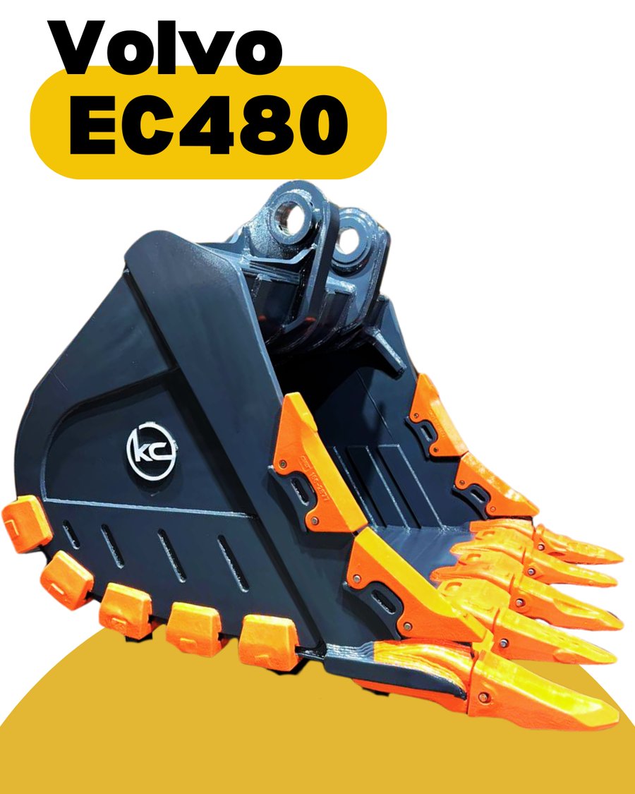 Caçamba de rocha grafite com dentes laranja para Volvo EC480