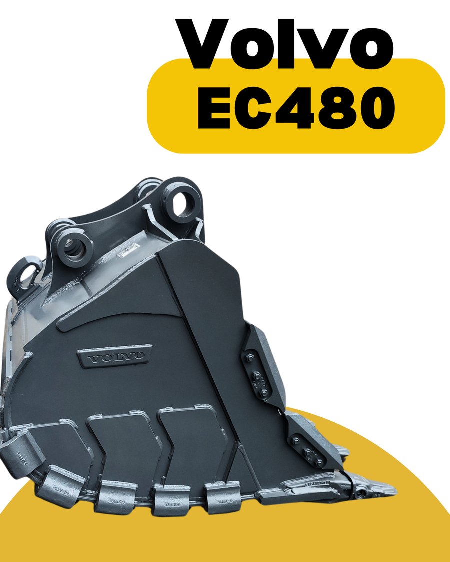 Caçamba cinza-escura com dentes para escavadeira Volvo EC480