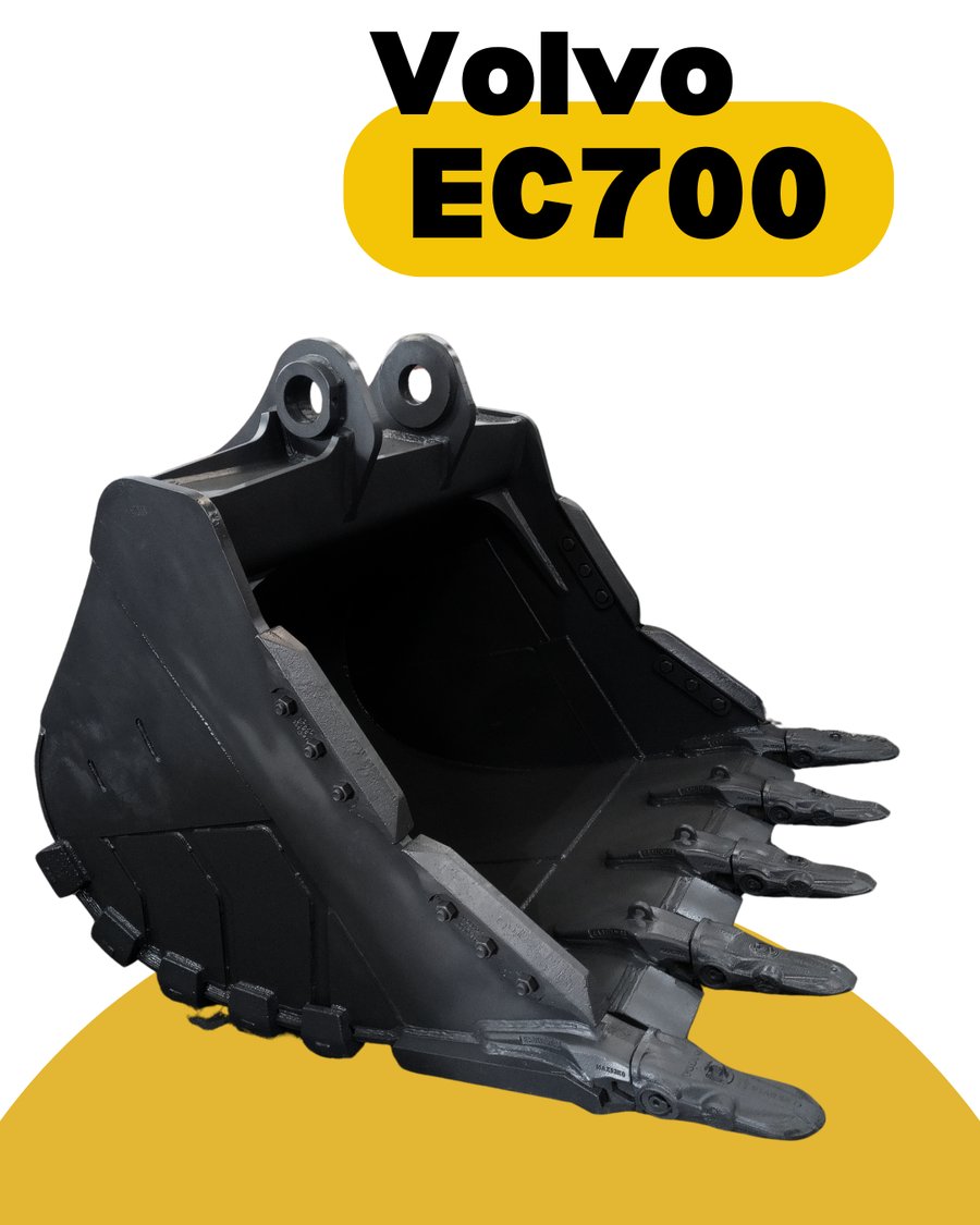 Caçamba preta reforçada com dentes para escavadeira Volvo EC700
